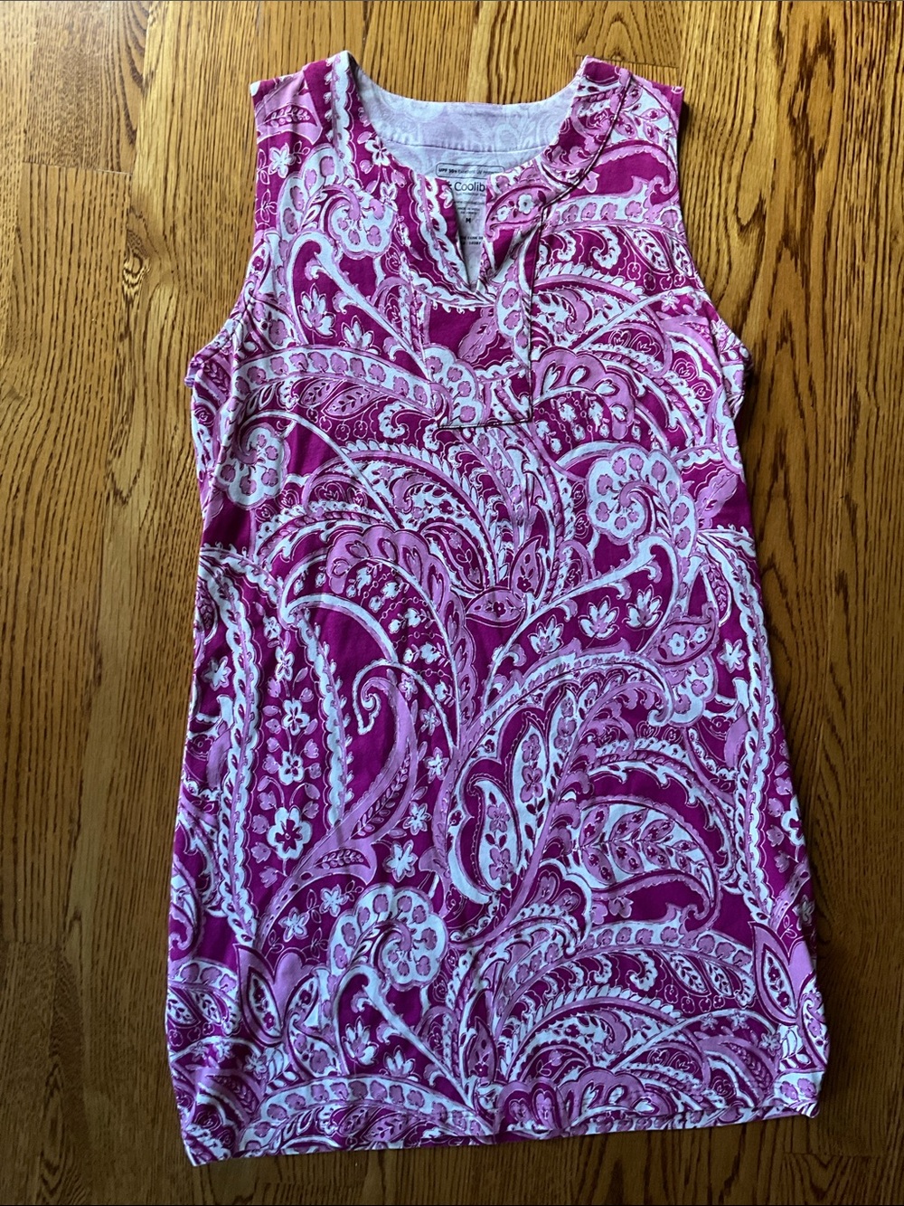 Coolibar UPF 50 Pink & white Print Sleeveless Tank Dress M